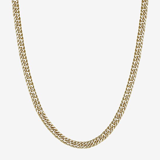 14K Gold Over Silver 18 to 30 Inch Solid Curb Chain Necklace