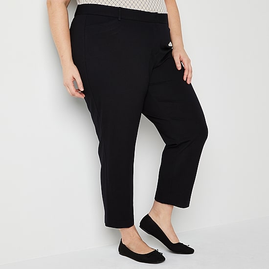 Liz Claiborne Adaptive Emma Ponte Womens Plus Easy-on + Easy-off Seated Wear Straight Mid Rise Ankle Pant