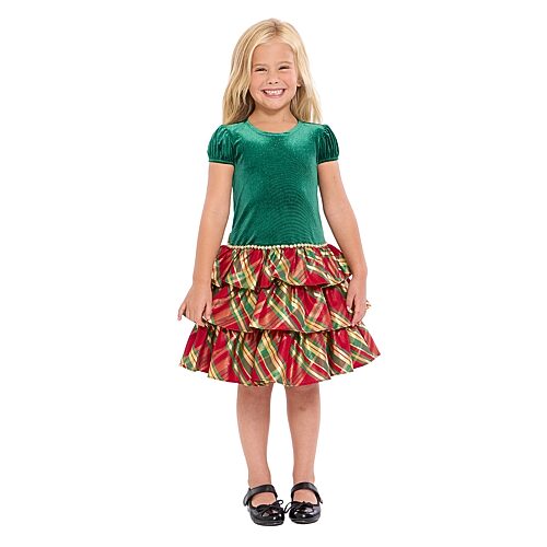Bonnie Jean Kids' Little Girls Short Sleeve Fit + Flare Dress In Green