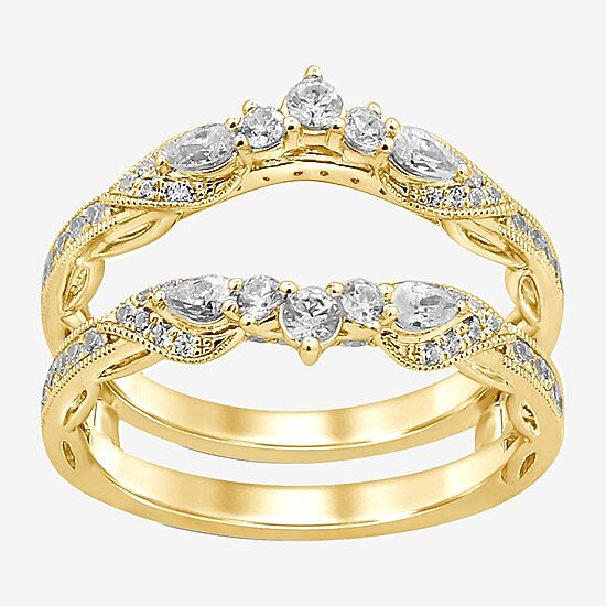 Womens 3/4 CT. T.W. Natural White Diamond 14K Gold Ring Guard