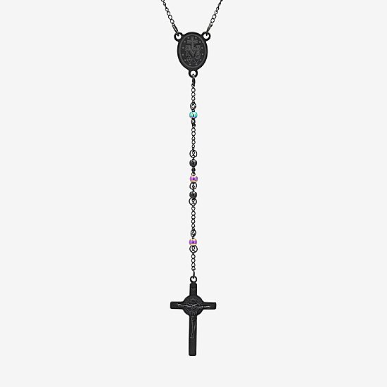 Steeltime Miraculous Medal Mens Stainless Steel Hypoallergenic 26 Inch Rosary Necklace
