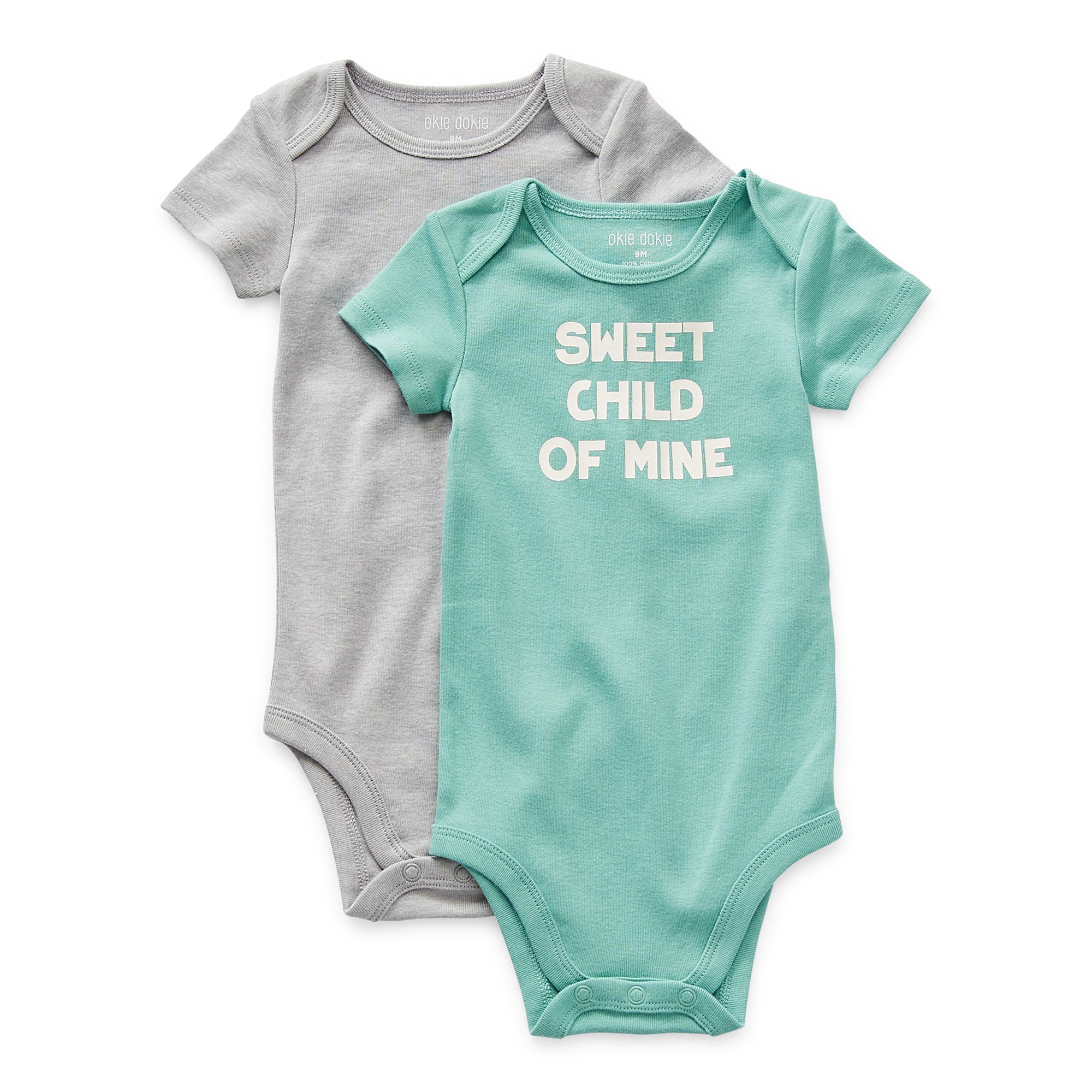 Okie Dokie Baby Unisex Crew Neck Short Sleeve Rib 2-pc. Bodysuit