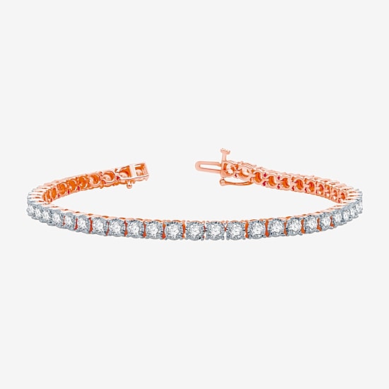 Womens 5 CT. T.W. Natural White Diamond 10K Gold 7.5 Inch Tennis Bracelet