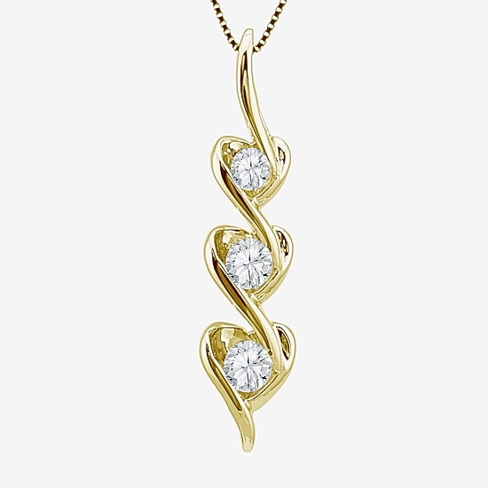 Sirena Womens 1/5 CT. T.W. Natural White Diamond 14 Gold Heart Pendant Necklace