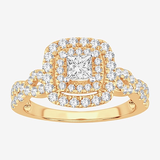 (H-I / Si1-Si2) Womens 1 CT. T.W. Lab Grown White Diamond 10K Gold Cushion Engagement Ring