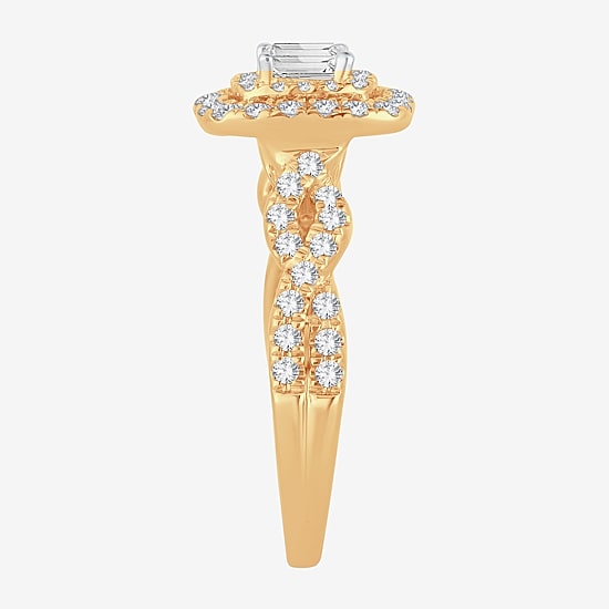 (H-I / Si1-Si2) Womens 1 CT. T.W. Lab Grown White Diamond 10K Gold Cushion Engagement Ring