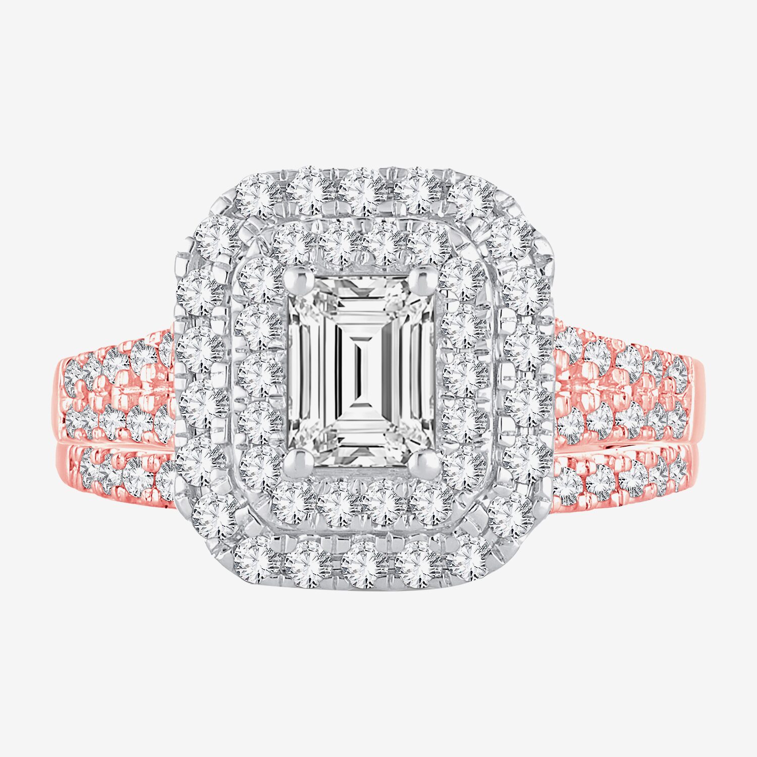 Signature By Modern Bride 1 1/2 CT. T.W. Lab-Grown (H-I / SI1-SI2) Diamond 10K or 14K Gold Emerald Halo Bridal Set