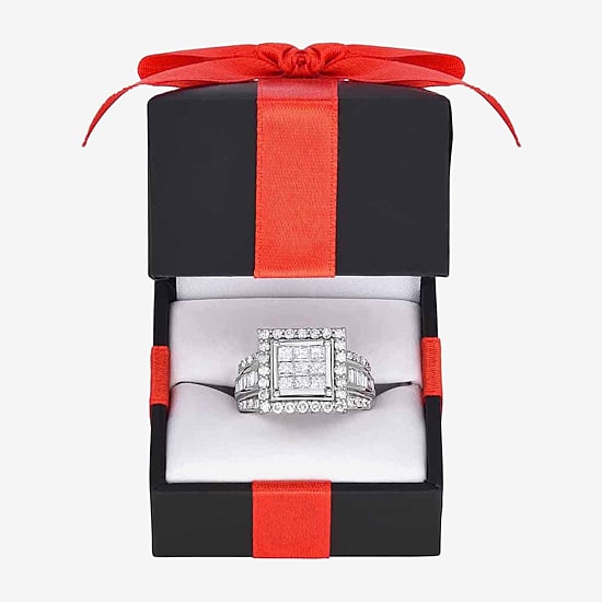 2 CT.T.W. Natural Diamond Side Stone Halo Engagement Ring in 10K or 14K Gold