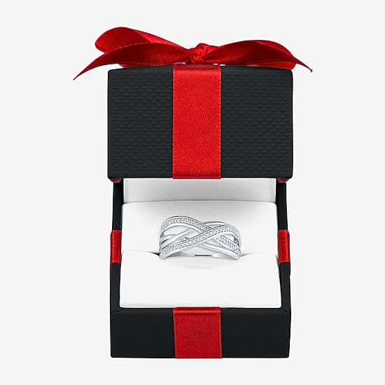Yes, Please! Womens 1/10 CT. T.W. Natural Diamond Sterling Silver Crossover Band