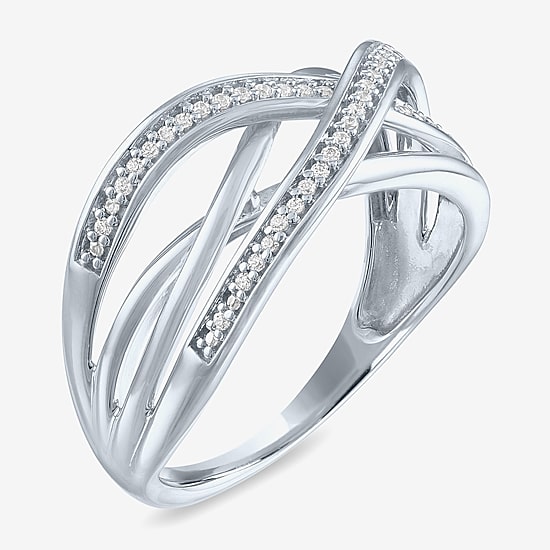 Yes, Please! Womens 1/10 CT. T.W. Natural Diamond Sterling Silver Crossover Band