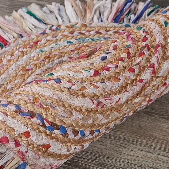 Brynn Avril Bordered Braided Stain Resistant Indoor Round Area Rug