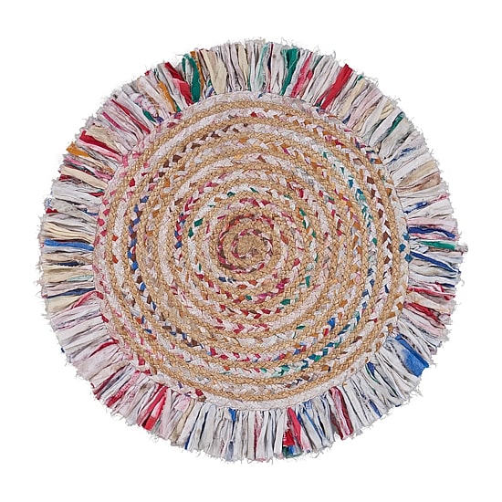 Brynn Avril Bordered Braided Stain Resistant Indoor Round Area Rug