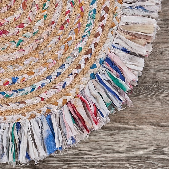 Brynn Avril Bordered Braided Stain Resistant Indoor Round Area Rug