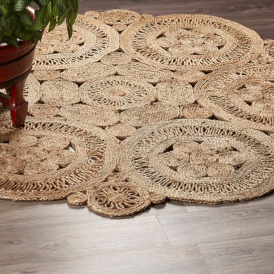 Brynn Cas Geometric Braided Stain Resistant Indoor Round Area Rug