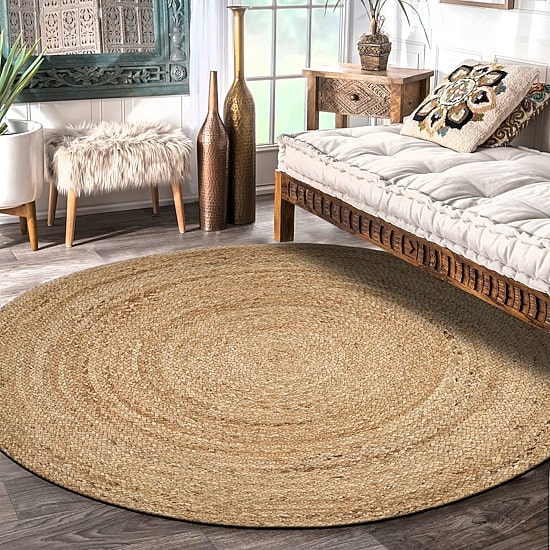 Brynn Cel Solid Braided Stain Resistant Indoor Round Area Rug