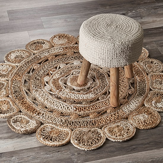 Brynn Eada Geometric Braided Stain Resistant Indoor Round Area Rug