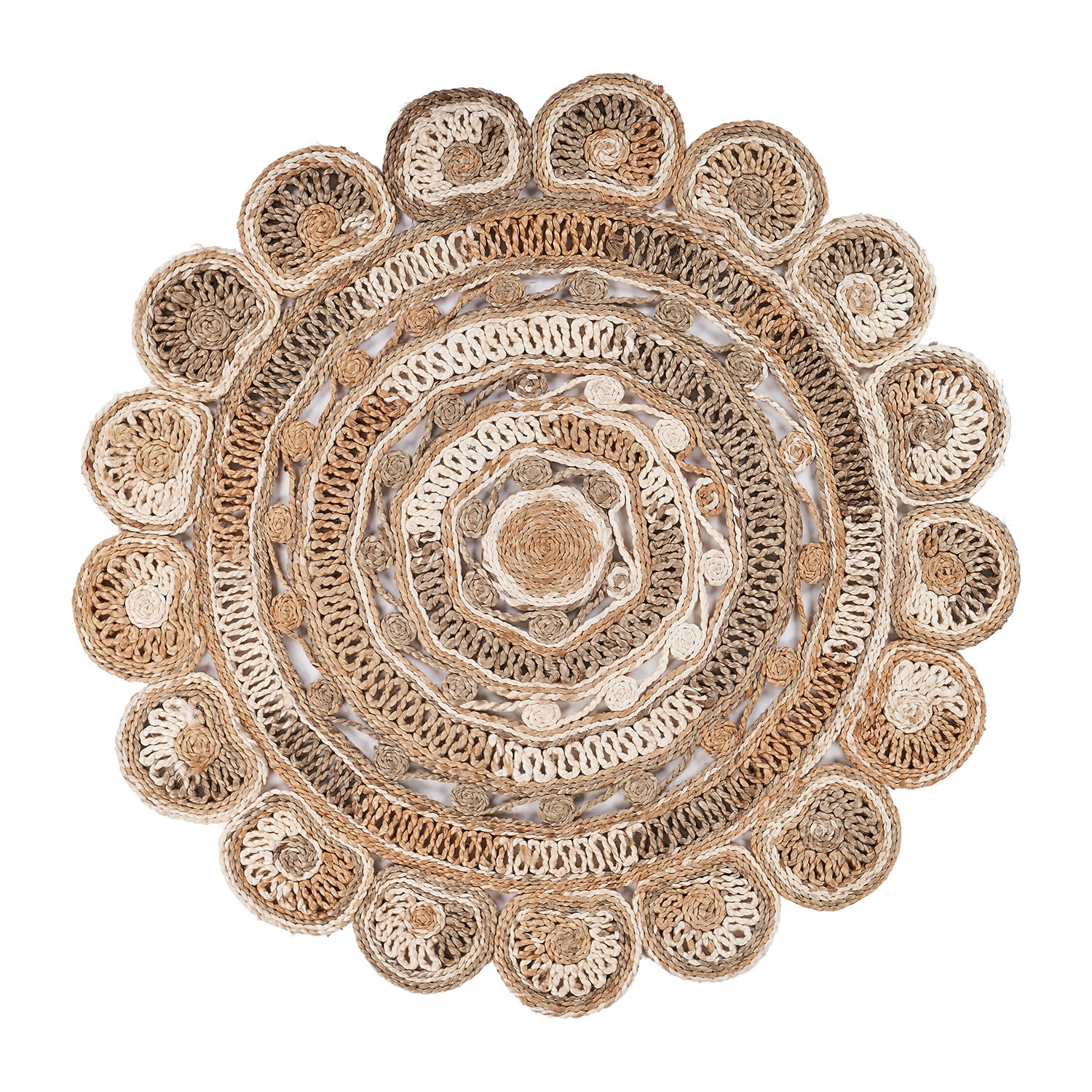 Brynn Eada Geometric Braided Stain Resistant Indoor Round Area Rug