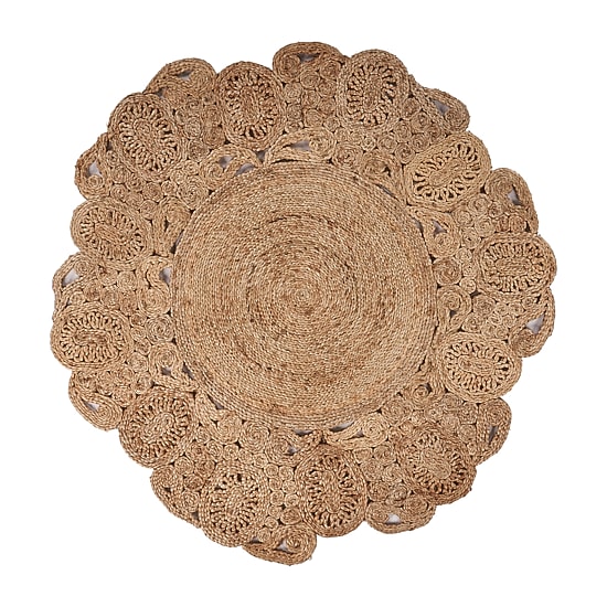 Brynn Frey Floral Braided Stain Resistant Indoor Round Area Rug