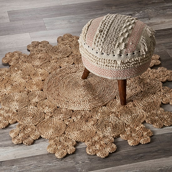 Brynn Iris Floral Braided Stain Resistant Indoor Round Area Rug