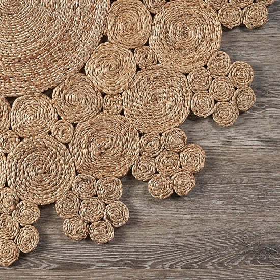 Brynn Iris Floral Braided Stain Resistant Indoor Round Area Rug