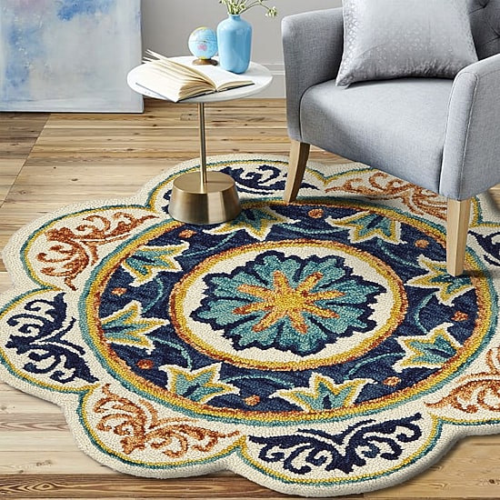 Daisy Cas Medallion Hand Tufted Indoor Round Area Rug