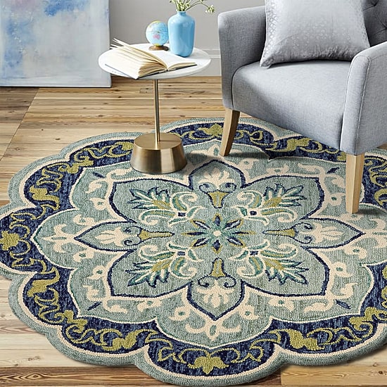 Daisy Ann Floral Hand Tufted Indoor Round Area Rug