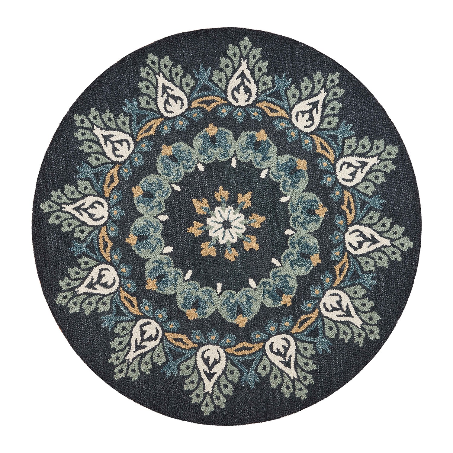 Daisy Cel Floral Hand Tufted Indoor Round Area Rug