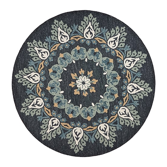 Daisy Cel Floral Hand Tufted Indoor Round Area Rug