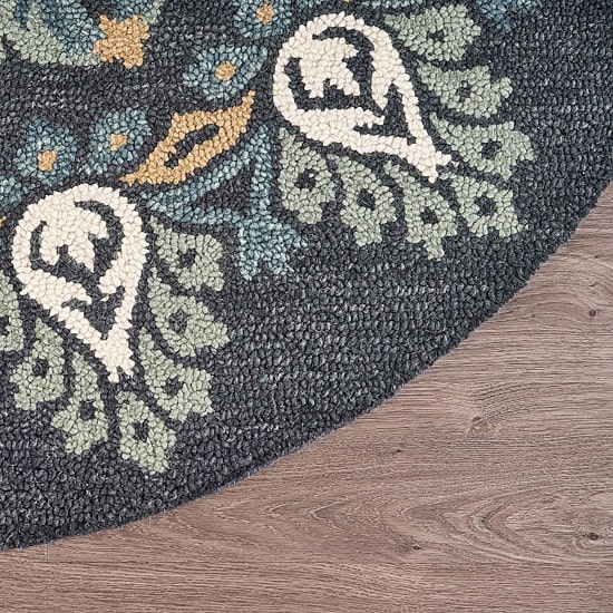 Daisy Cel Floral Hand Tufted Indoor Round Area Rug