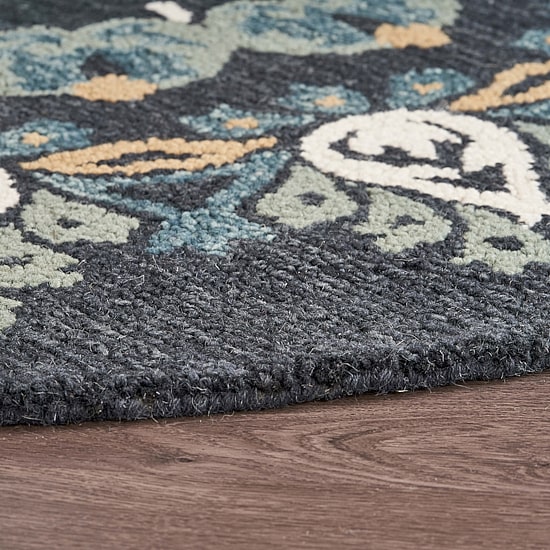 Daisy Cel Floral Hand Tufted Indoor Round Area Rug