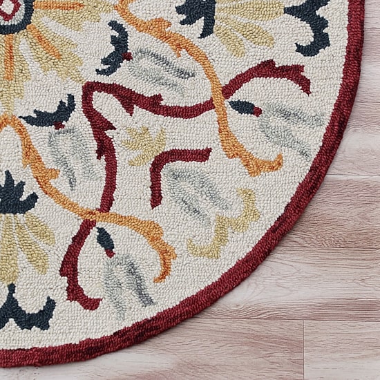 Sindy Den Floral Hand Tufted Indoor Round Area Rug