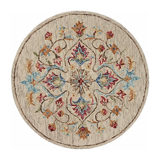 Sindy Dia Floral Hand Tufted Indoor Round Area Rug