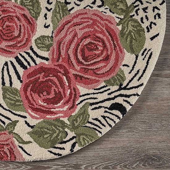 Sindy Astra Floral Hand Tufted Indoor Round Area Rug