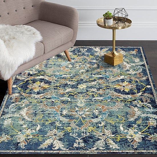 Glossy Avril Floral Stain Resistant Indoor Rectangular Area Rug