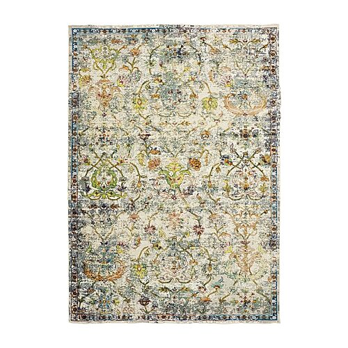 Glossy Qiera Floral Stain Resistant Indoor Rectangular Area Rug, One Size, Brown