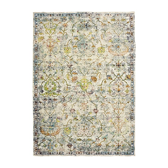 Glossy Qiera Floral Stain Resistant Indoor Rectangular Area Rug