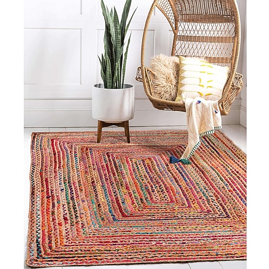 Halen Dia Geometric Braided Stain Resistant Indoor Rectangular Area Rug