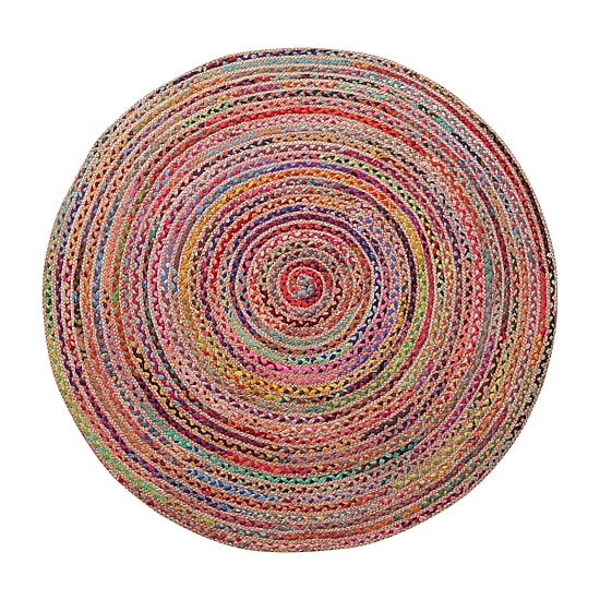 Halen Dia Geometric Braided Stain Resistant Indoor Round Area Rug