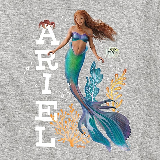 Disney Collection Little & Big Kid Girls Crew Neck Short Sleeve Regular Fit Ariel Princess The Little Mermaid Graphic T-Shirt