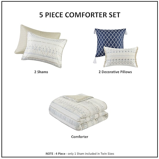 Madison Park Joshua Seersucker 5-pc. Midweight Comforter Set