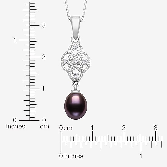 Limited Quantities! Womens Dyed Black Cultured Freshwater Pearl Sterling Silver 18 Inch Pendant Necklace