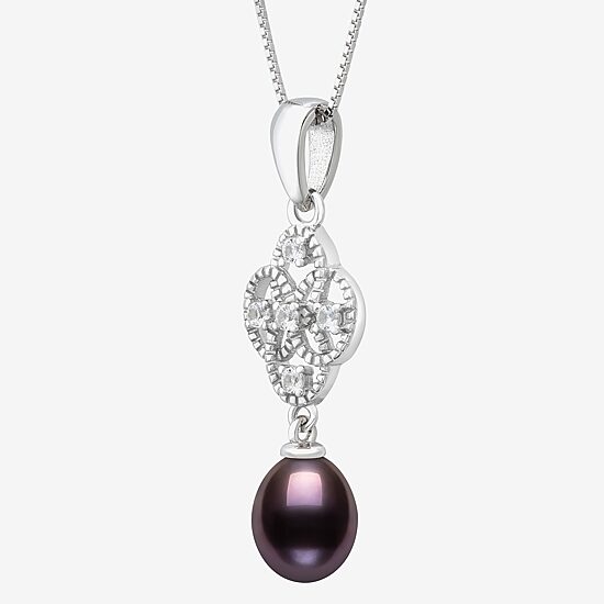 Limited Quantities! Womens Dyed Black Cultured Freshwater Pearl Sterling Silver 18 Inch Pendant Necklace