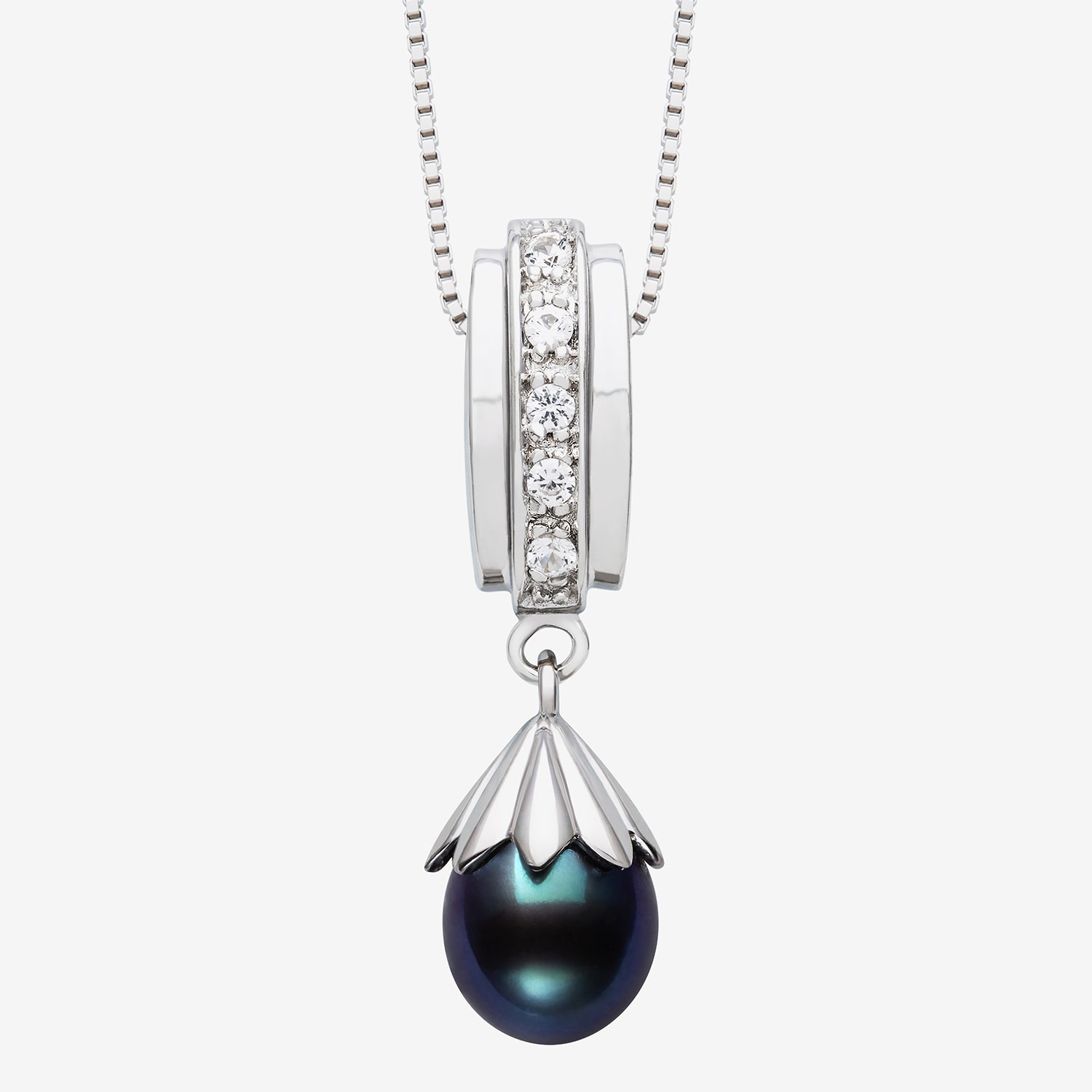 Limited Quantities! Womens Dyed Black Cultured Freshwater Pearl Sterling Silver 18 Inch Pendant Necklace