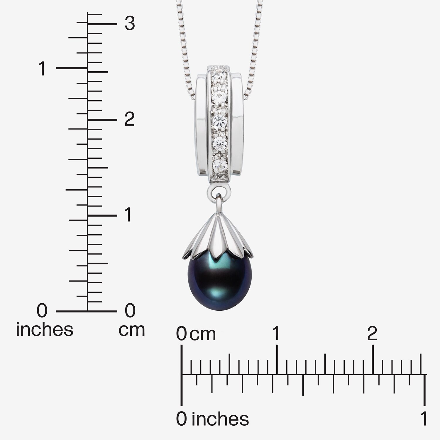 Limited Quantities! Womens Dyed Black Cultured Freshwater Pearl Sterling Silver 18 Inch Pendant Necklace