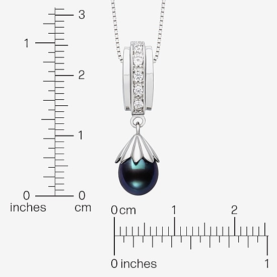 Limited Quantities! Womens Dyed Black Cultured Freshwater Pearl Sterling Silver 18 Inch Pendant Necklace