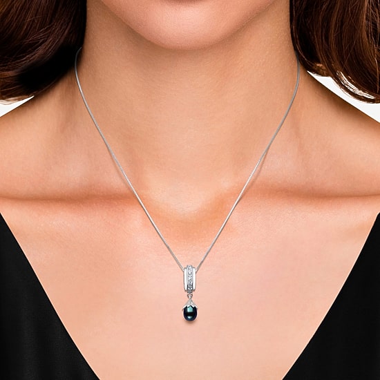Limited Quantities! Womens Dyed Black Cultured Freshwater Pearl Sterling Silver 18 Inch Pendant Necklace