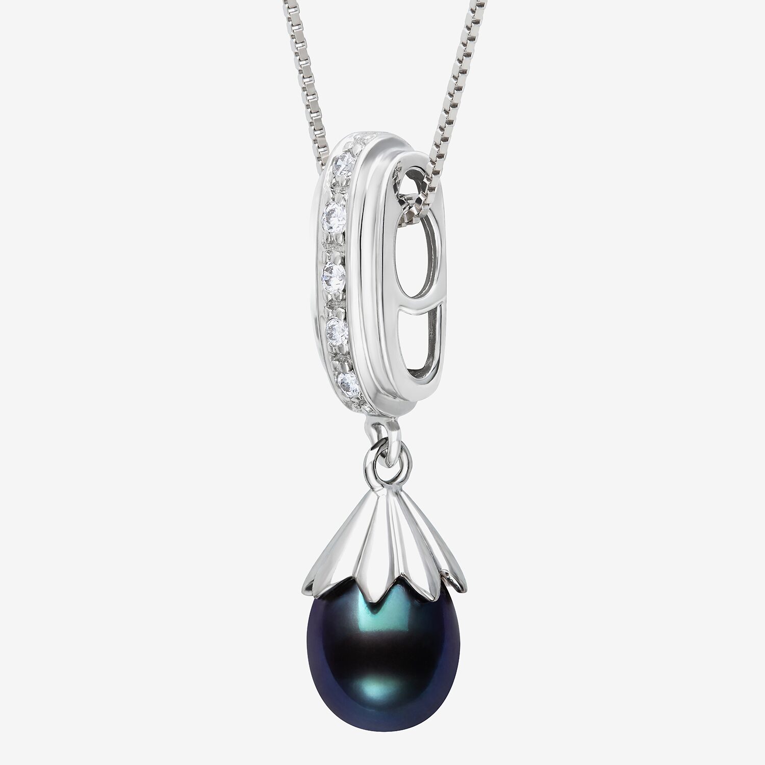 Limited Quantities! Womens Dyed Black Cultured Freshwater Pearl Sterling Silver 18 Inch Pendant Necklace