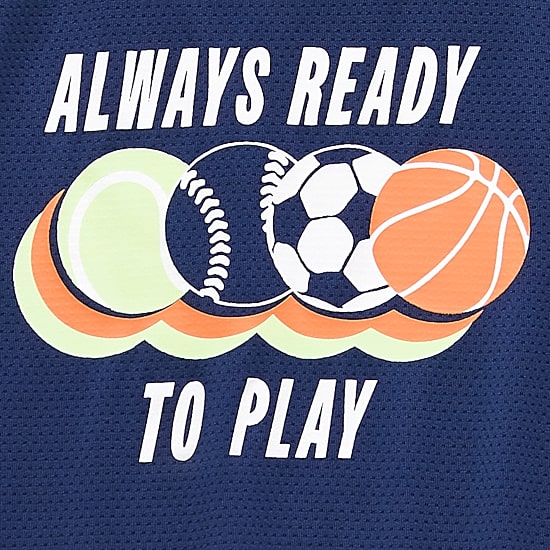 Okie Dokie Active Mesh Toddler & Little Boys Round Neck Short Sleeve Relaxed Fit Graphic T-Shirt