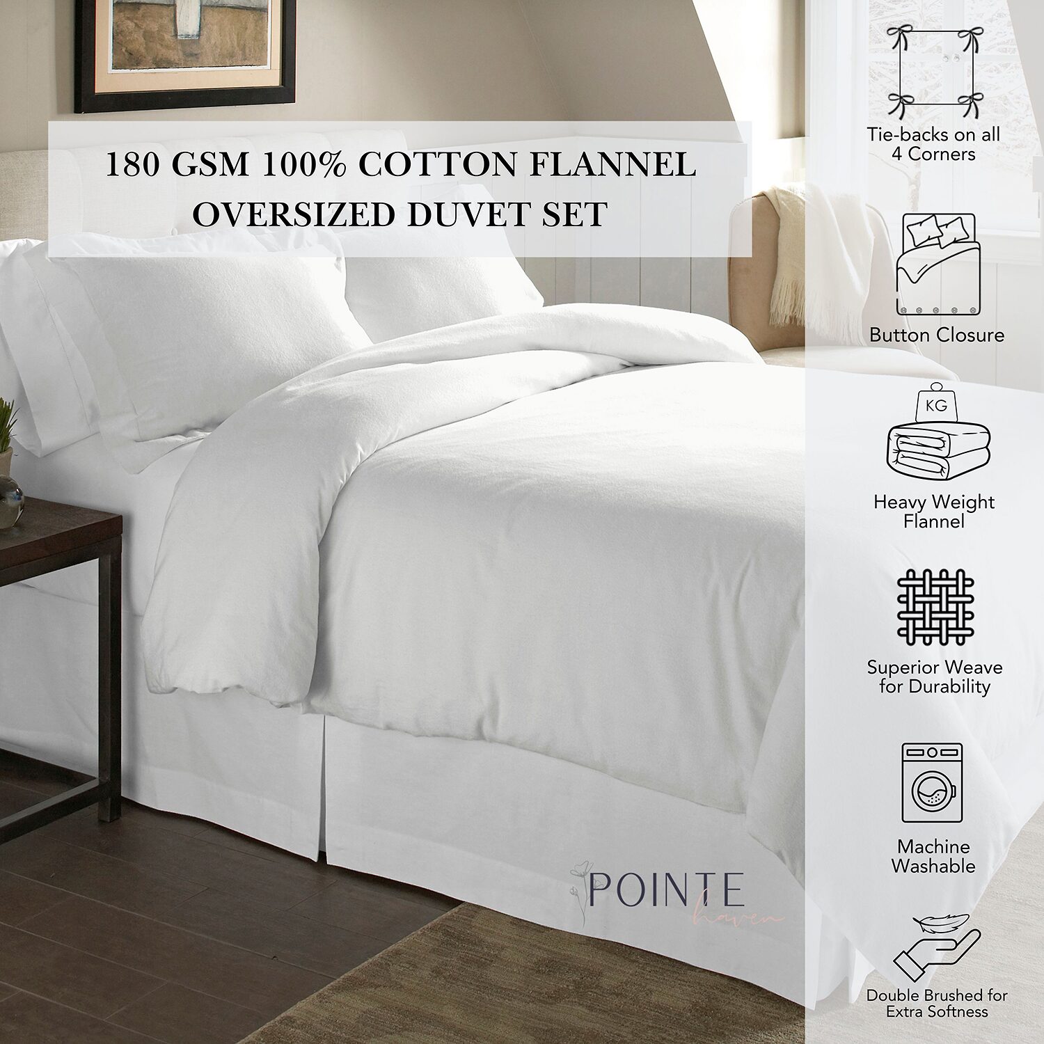 Pointehaven Velvet Feel Printed Cotton Duvet Cover Set