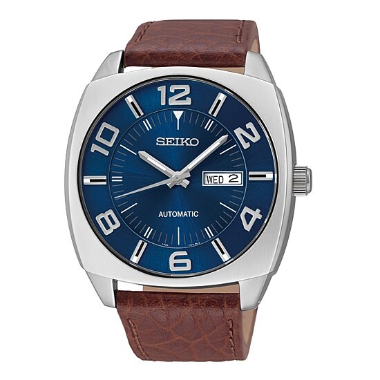 Seiko® Recraft Mens Brown Leather Strap Automatic Watch SNKN37